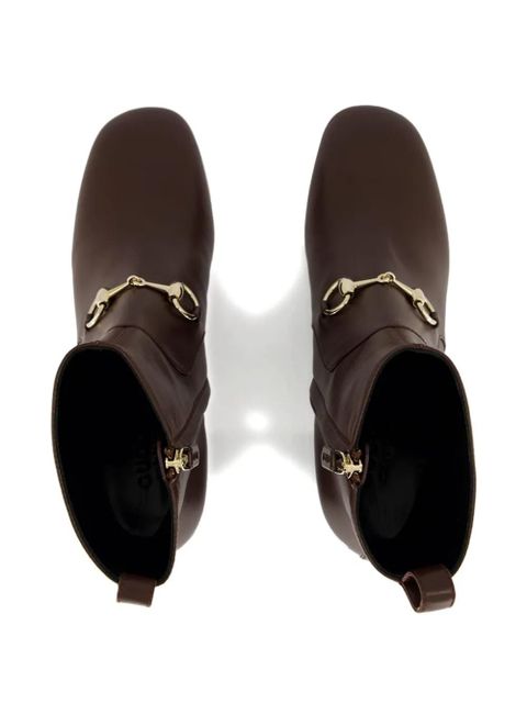 Gucci 55mm Horsebit leather ankle boots - Brown