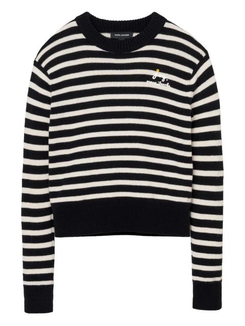 Marc Jacobs striped-pattern flower-embellished sweater - Black - zdjęcie produktu nr 1