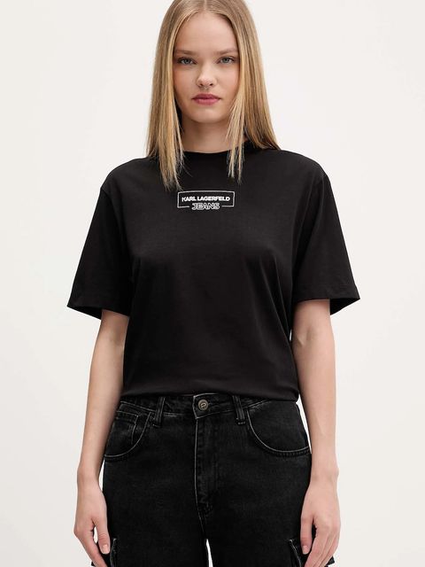 Karl Lagerfeld Jeans t-shirt bawełniany damski kolor czarny A4W17003 - zdjęcie produktu nr 1