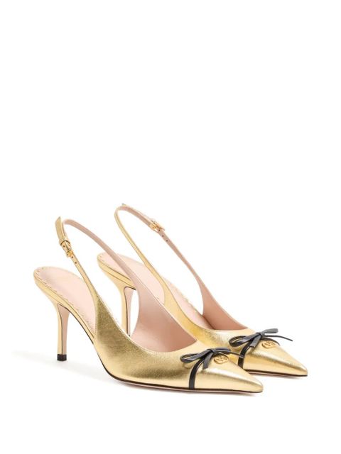 Valentino Garavani Bepointy vlogo bow slingback pumps - Gold - zdjęcie produktu nr 2
