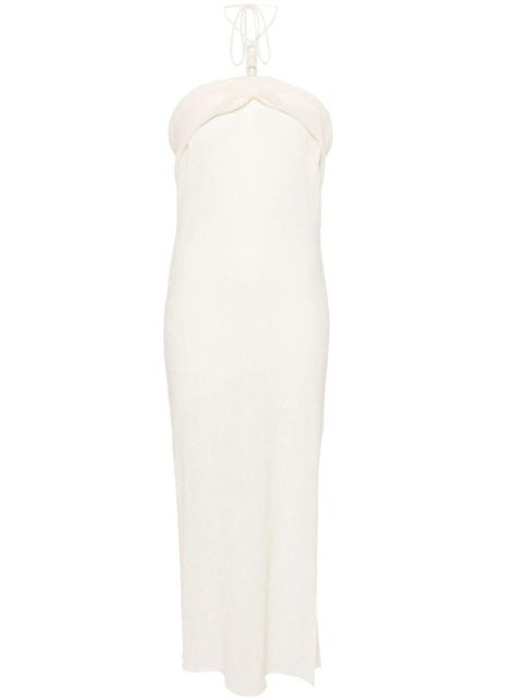 Magda Butrym faux pearl-embellished midi dress - Neutrals