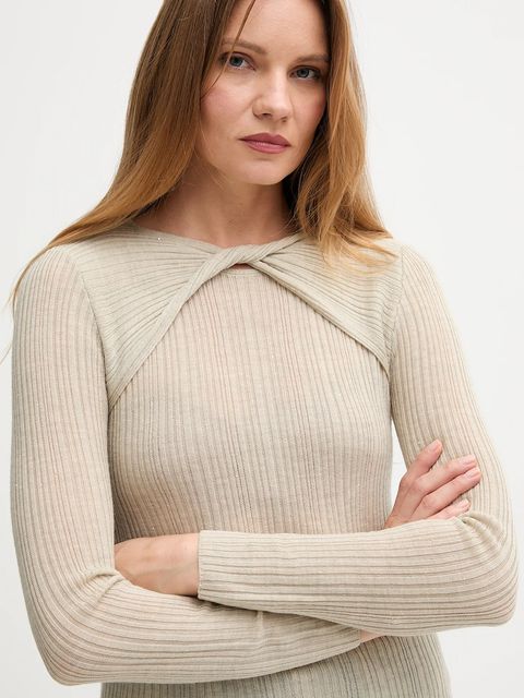 Hoss Intropia sweter wełniany damski kolor beżowy lekki 6382015