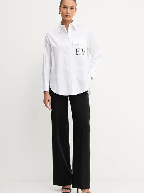 Elisabetta Franchi koszula bawełniana damska kolor biały relaxed z kołnierzykiem klasycznym CA12156E2 - zdjęcie produktu nr 2