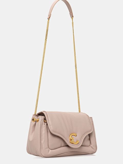 Coccinelle torebka skórzana COCCINELLE C-ME FLUFFY kolor beżowy E1.SUE.12.01.01