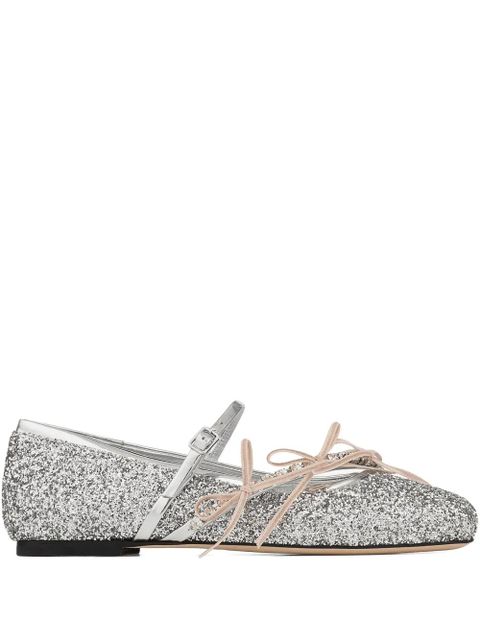 Jimmy Choo square-toe ballerina shoes - Silver - zdjęcie produktu nr 1