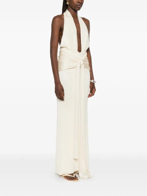 Aya Muse Sereia knotted-waist maxi dress - Neutrals