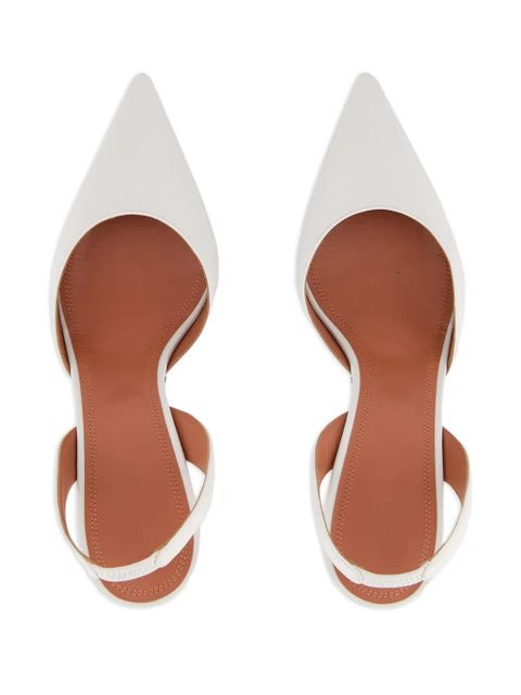 Amina Muaddi slingback-strap leather heeled pumps - White