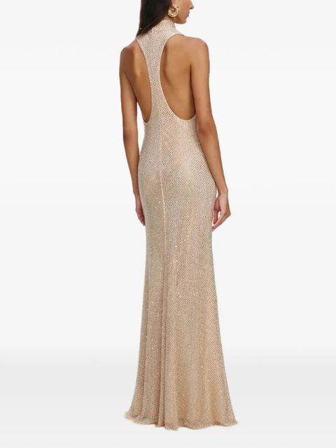 Self-Portrait crystal embellished maxi dress - Neutrals