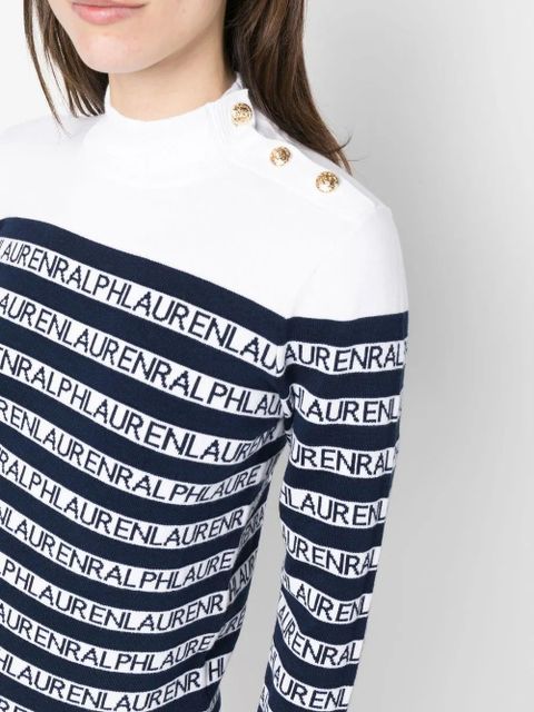 Lauren Ralph Lauren striped mock-neck jumper - White