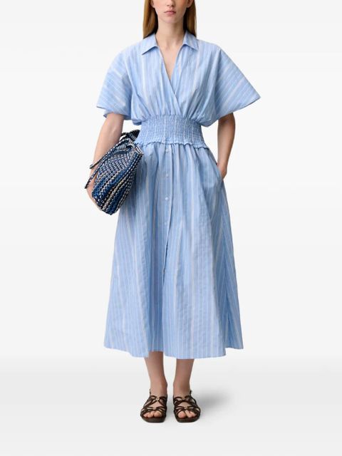 Claudie Pierlot striped shirred cotton dress - Blue - zdjęcie produktu nr 2
