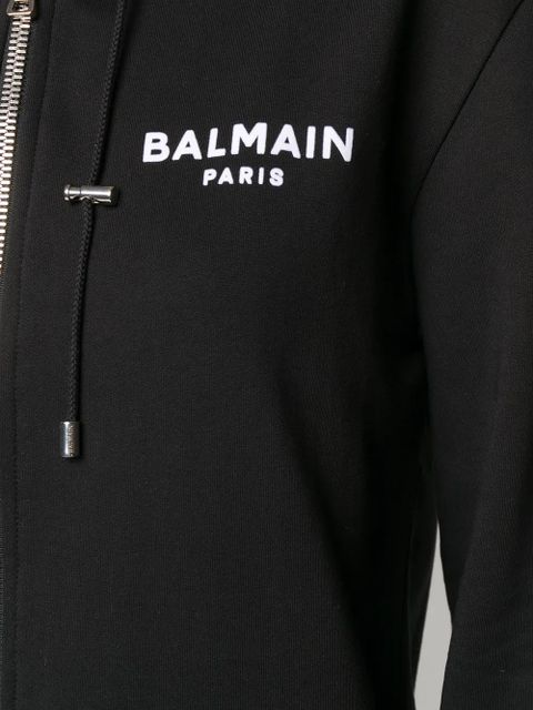 Balmain logo zipped hoodie - Black
