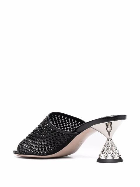 Miu Miu crystal-embellished leather sandals - Black