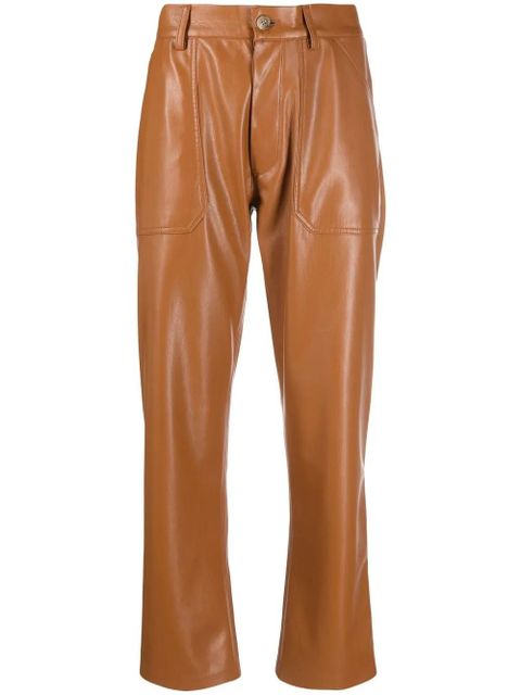 Nanushka faux-leather straight-leg trousers - Brown - zdjęcie produktu nr 1