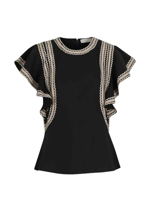 Ulla Johnson Anora flutter-sleeve blouse - Black - zdjęcie produktu nr 1