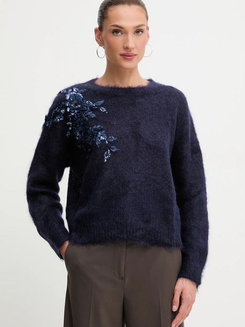 Blugirl Blumarine sweter z dodatkiem moheru damski kolor granatowy RF5082.MS037 - zdjęcie produktu nr 1