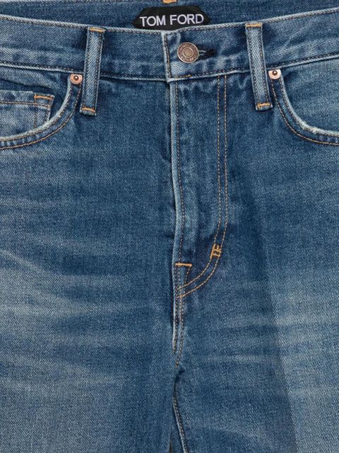 TOM FORD stretch raw denim flared trousers - Blue