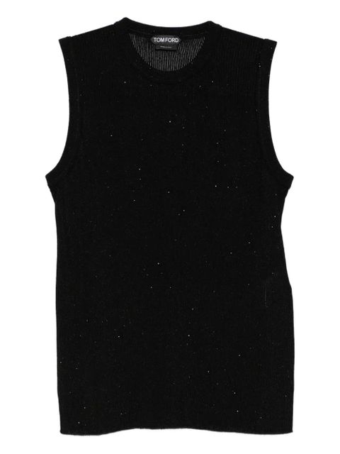 TOM FORD sequin-embellished ribbed tank top - Black - zdjęcie produktu nr 1