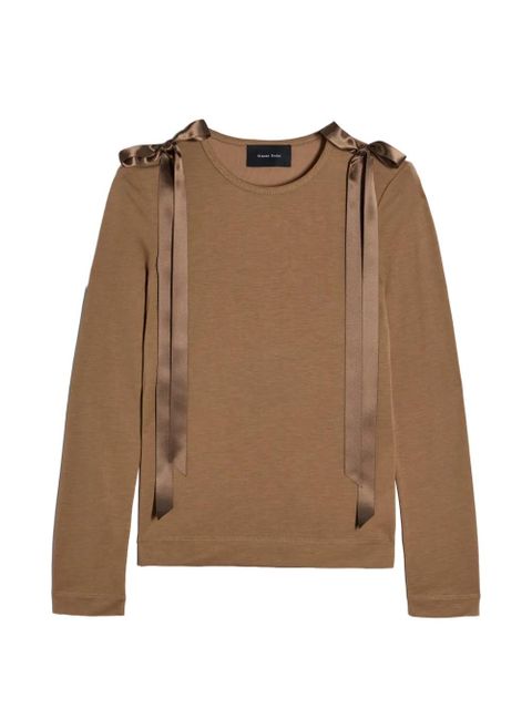 Simone Rocha bow-detail long-sleeve T-shirt - Brown - zdjęcie produktu nr 1