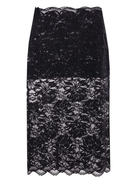 Rabanne floral-lace sheer skirt - Black