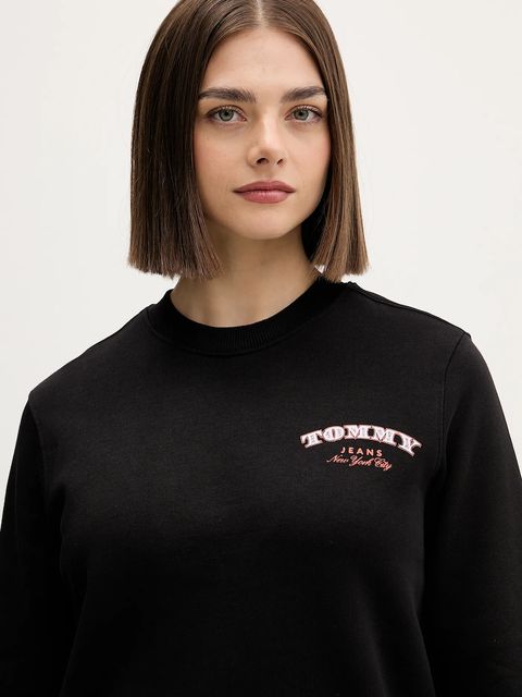 Tommy Jeans bluza bawełniana damska kolor czarny z nadrukiem DW0DW22517