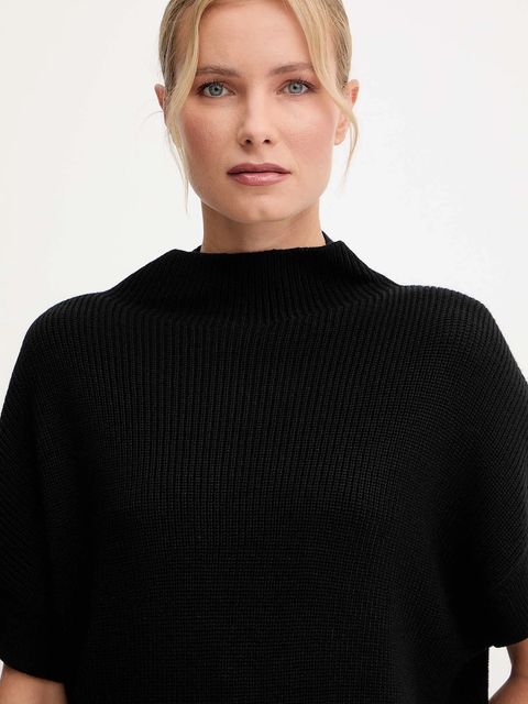 Patrizia Pepe sweter z dodatkiem wełny damski kolor czarny lekki z półgolfem 2K0351 K9O3A