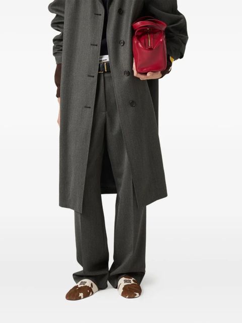 Miu Miu lettering logo calf hair mules - Brown