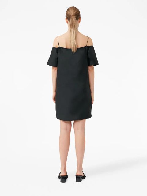 GANNI plain cold-shoulder mini dress - Black