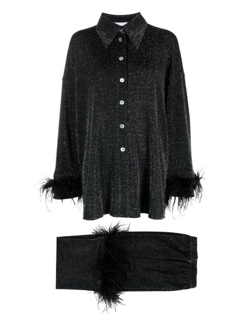 Sleeper Cosmos metallic feather-detail pyjama set - Black - zdjęcie produktu nr 1