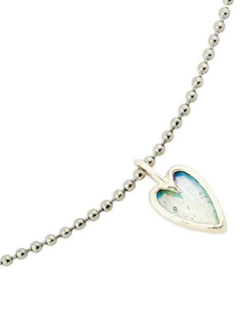 Poison Drop Lab heart rainbow glass pendant necklace - Silver