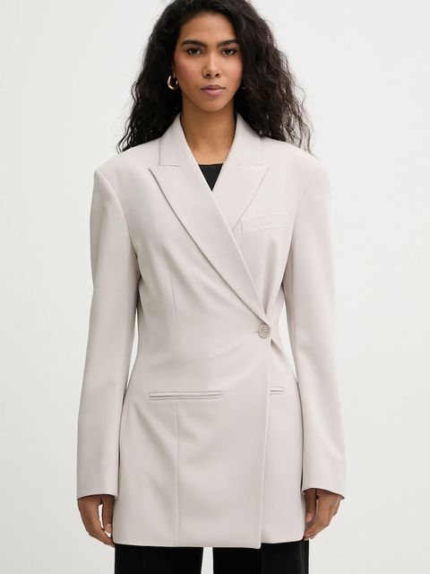 Patrizia Pepe marynarka kolor beżowy dwurzędowa gładka 8S0577 A498 - zdjęcie produktu nr 1