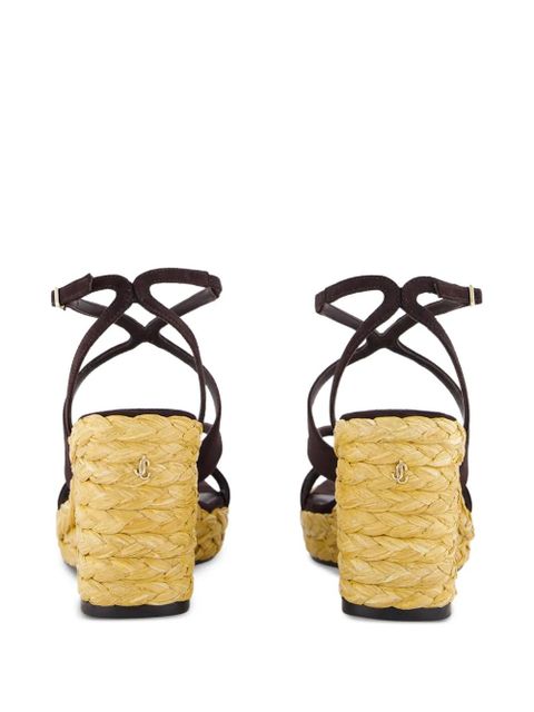 Jimmy Choo Ayla raffia wedged sandals - Brown
