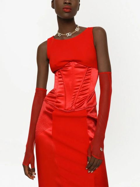 Dolce & Gabbana corset-detail satin midi dress - Red