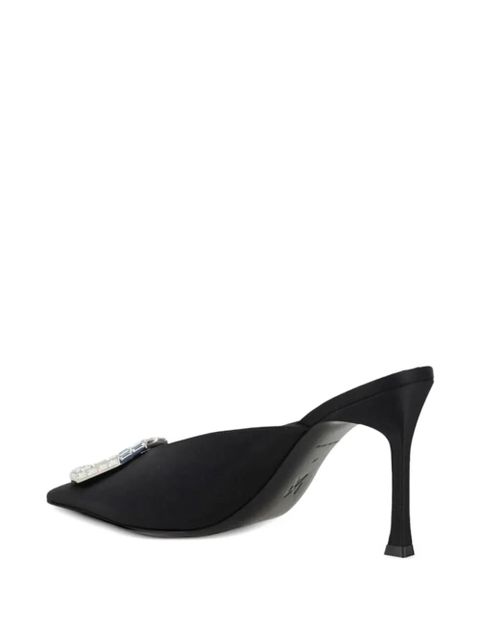 Amina Muaddi crystal-embellished pointed-toe mules - Black