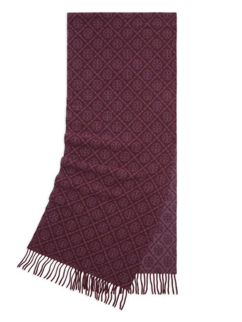 Tory Burch monogram oblong scarf - Red