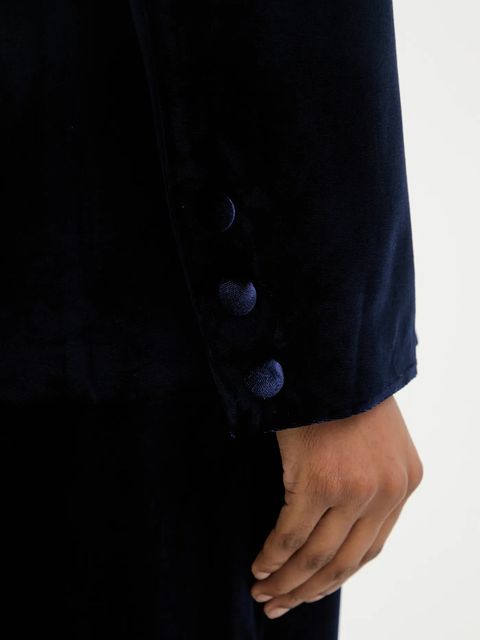 Answear.LAB marynarka welurowa kolor granatowy jednorzędowa gładka - zdjęcie produktu nr 2