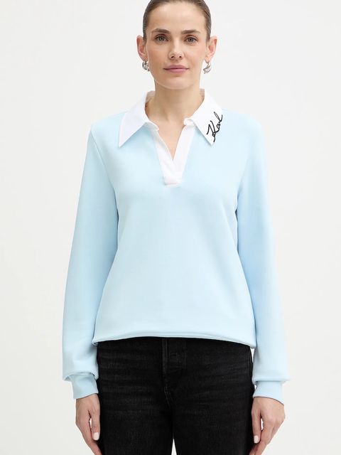 Karl Lagerfeld bluza damska kolor niebieski gładka B1W20020 - zdjęcie produktu nr 1