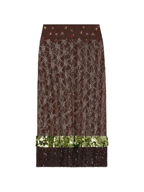 Tory Burch embellished lace skirt - Brown - zdjęcie produktu nr 1