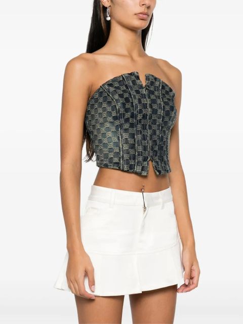 MISBHV monogram-jacquard denim corset - Blue