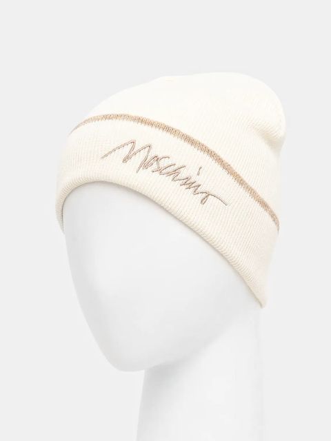 Moschino czapka z wełną kolor beżowy M3352 65461