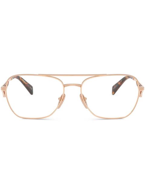 Prada Eyewear enamel logo glasses - Gold - zdjęcie produktu nr 1