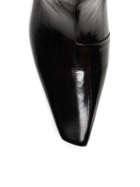 LouLou de Saison 35mm Iman eel-effect leather beveled-toe boots - Black