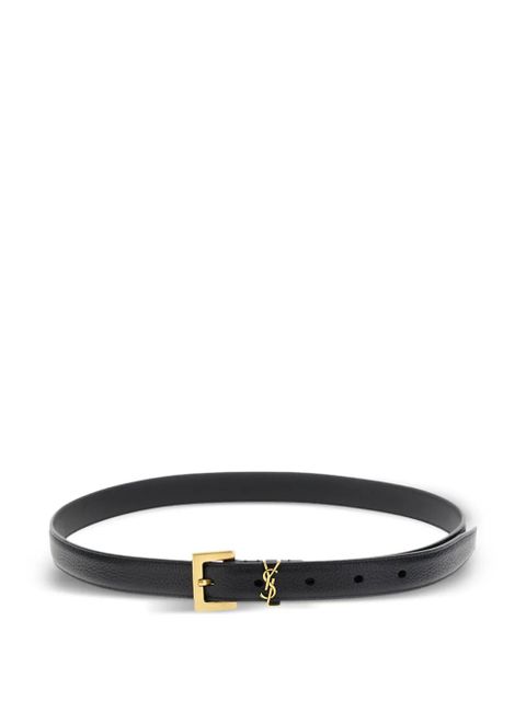 Saint Laurent Cassandre grained-leather belt - Black - zdjęcie produktu nr 1