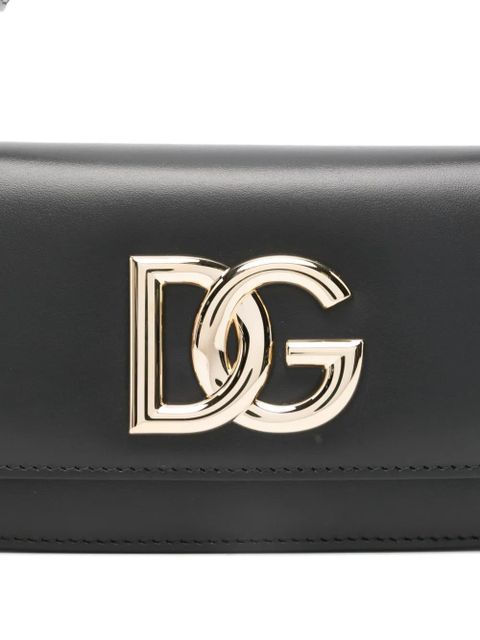 Dolce & Gabbana mini logo-plaque leather cross-body bag - Black
