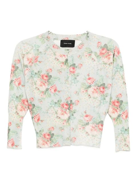 Simone Rocha floral shrunken cardigan - Blue