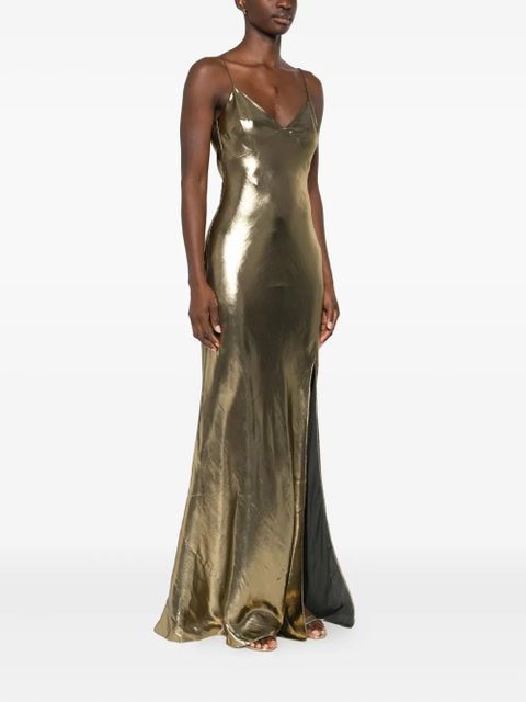 Self-Portrait metallic-effect maxi dress - Gold
