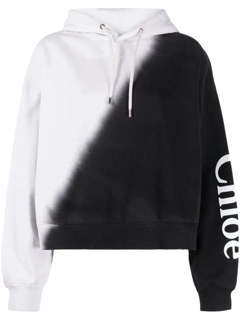 Chloé dip-dye cotton-fleece hoodie - Black