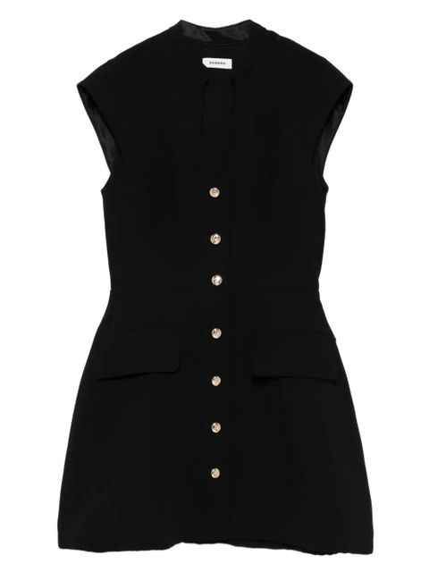 SANDRO button-front V-neck mini dress - Black - zdjęcie produktu nr 1