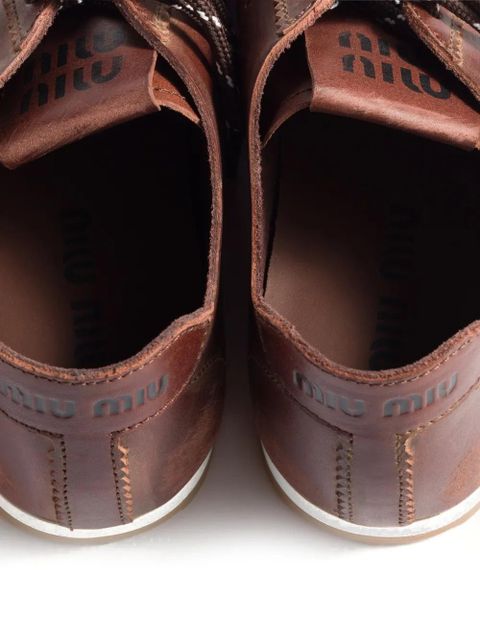 Miu Miu Plume leather sneakers - Brown