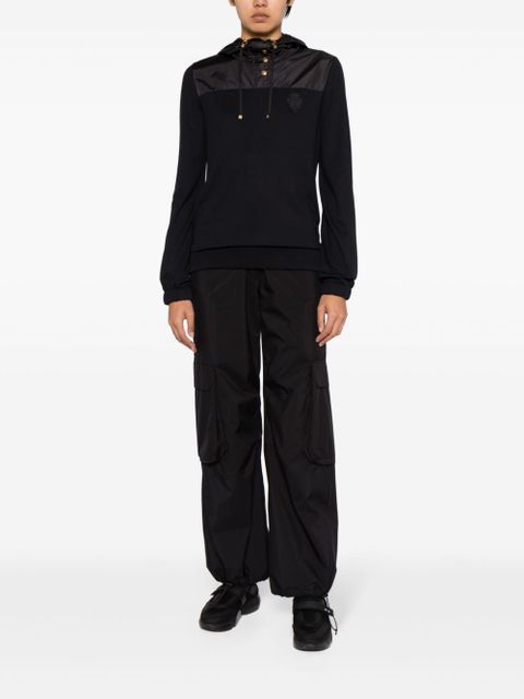 Gucci crest-appliqué panelled hoodie - Black