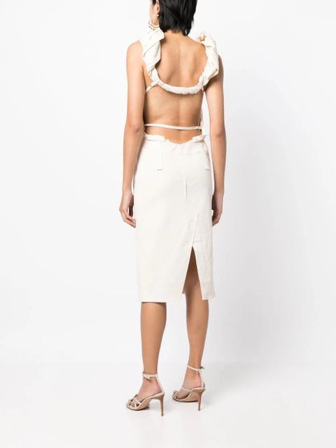 Jacquemus open-back ruffle-shoulder dress - Neutrals